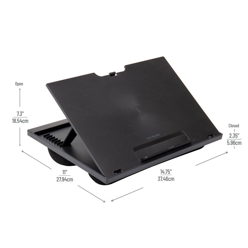 Mind Reader Lap Desk Laptop Stand  Bed Tray  Collapsible  Cushion  Portable  Dorm  Plastic  14.75""L x 11""W x 7.3""H  Black - Image 3